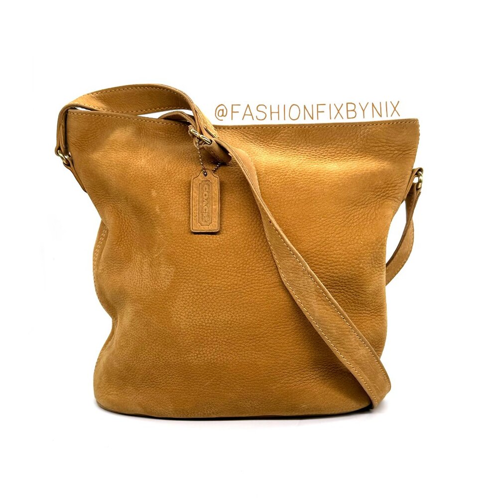 RARE EUC Vintage Coach Sonoma Lg Bucket Bag #4932 | Tan Nubuc Leather